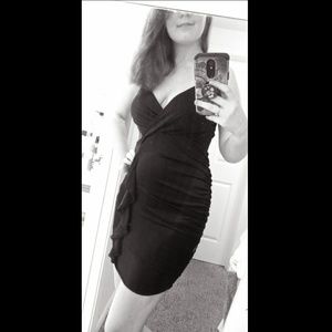 Charlotte Russe Black Ruched Mini Dress